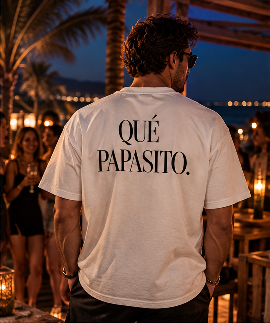 RAÍCES QUÉ PAPASITO Heavy Oversized Tee – Rückansicht mit Backprint