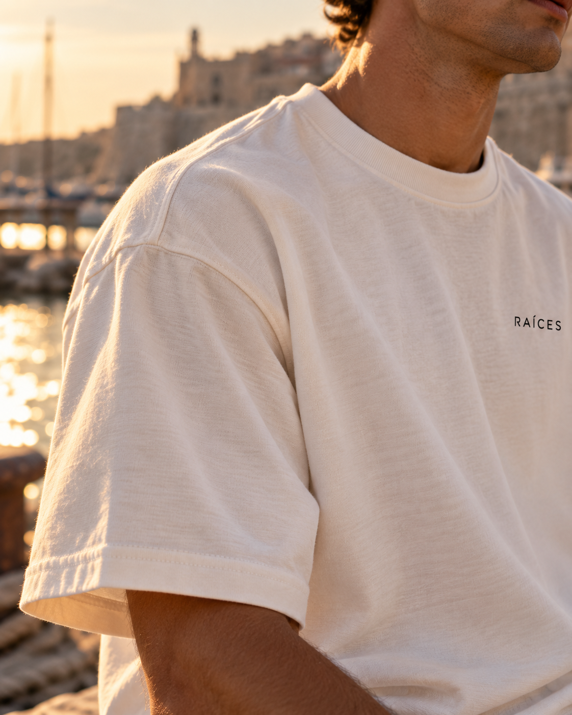 RAÍCES VEN CONMIGO Heavy Oversized Tee – Lifestyle- und Produktaufnahme 6