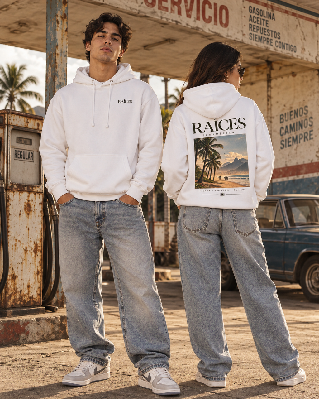 RAÍCES SUDAMÉRICA Essential Hoodie – Lifestyle- und Produktaufnahme 1