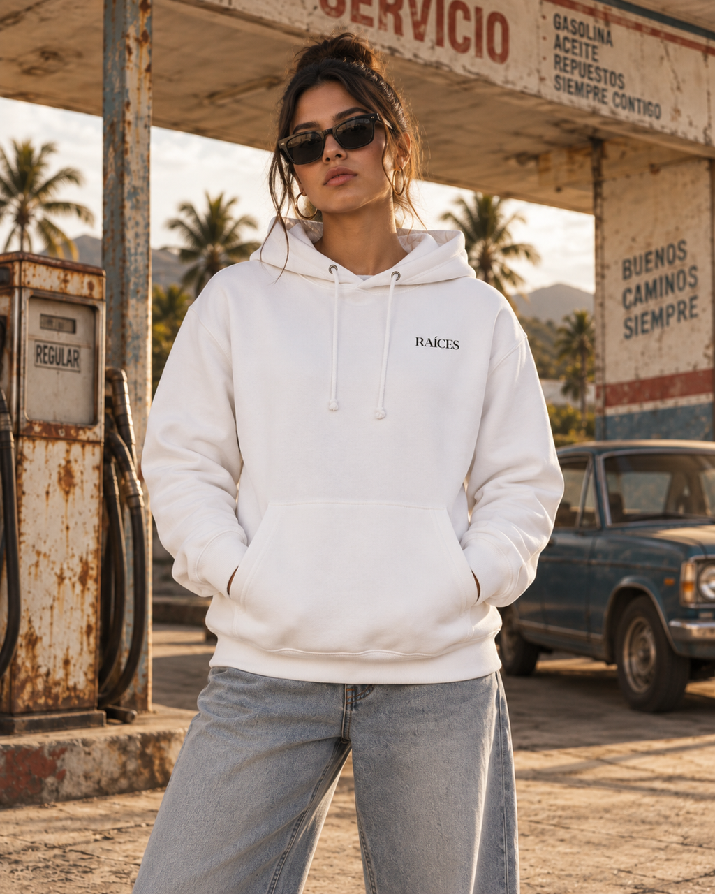 RAÍCES SUDAMÉRICA Essential Hoodie – Lifestyle- und Produktaufnahme 3