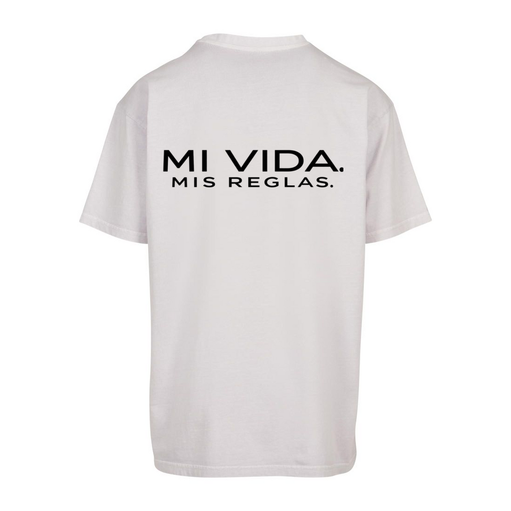 RAÍCES MI VIDA. MIS REGLAS. Heavy Oversized Tee – Produktmockup 2